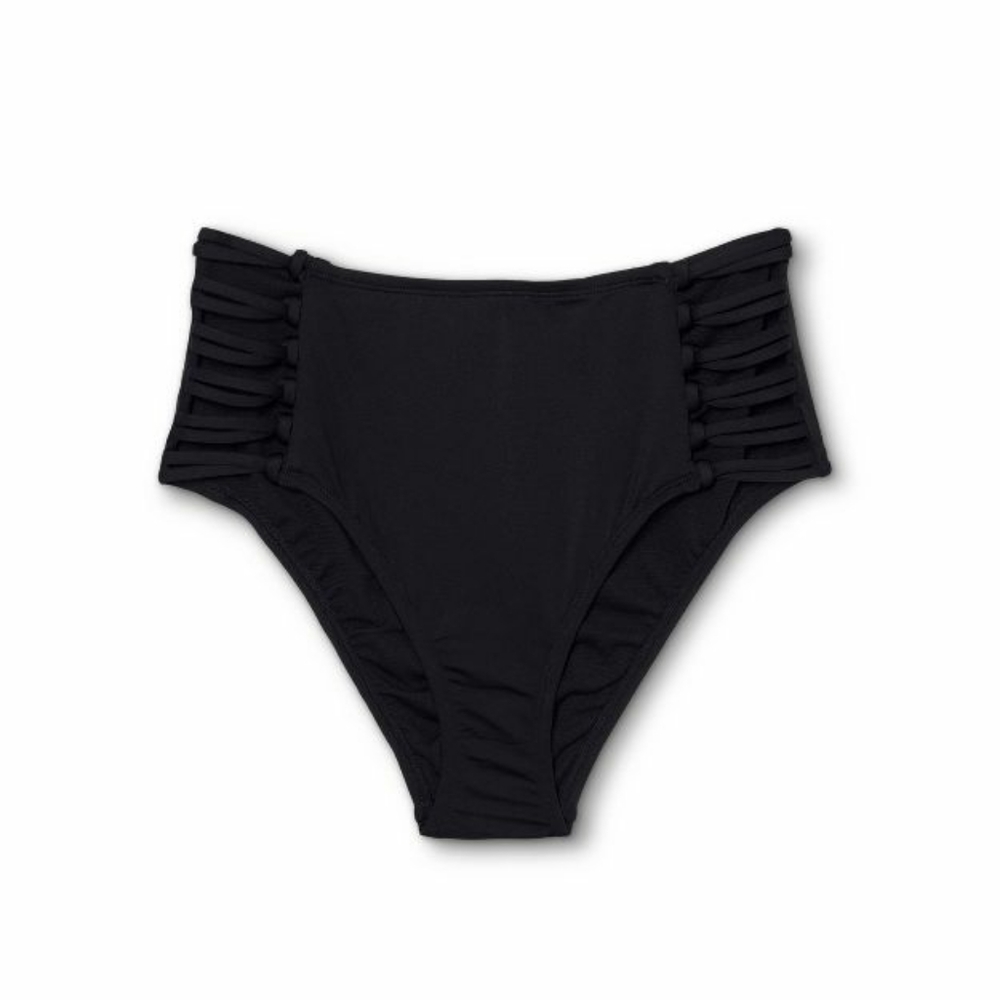 NWT Shade & Shore Black Lattice High Waist Swimsuit Bottoms Size S
